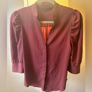 White House black market size 4 coral blouse with ruffled sleeves